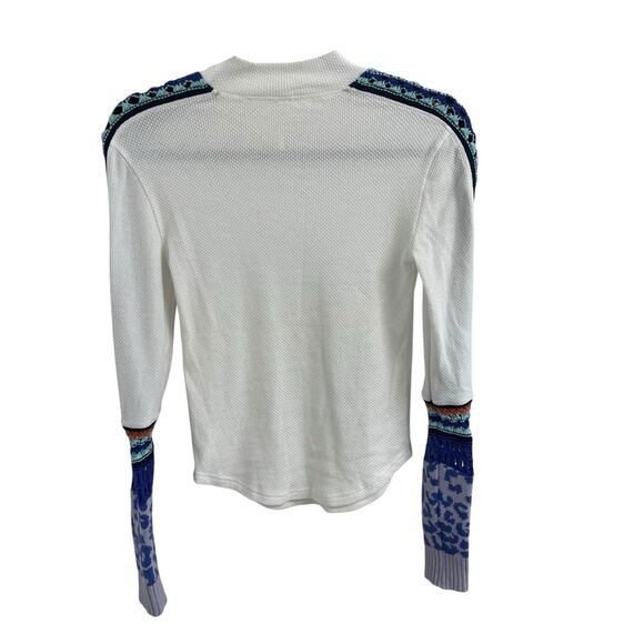 Free People Switch It Up Cuff White Waffle Thermal Crochet Top Small AS IS - Picture 5 of 7